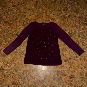 Jones New York Women’s Purple Shirt Size Large Long Sleeve Jeweld Accents